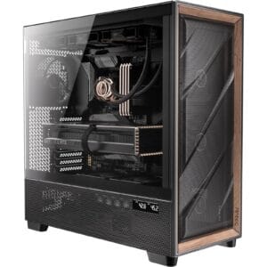 Antec FLUX PRO Black/Walnut Wood Full Tower Gaming PC Case, USB-C
