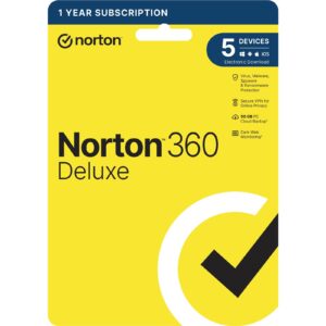 Norton 360 Deluxe, Antivirus Software for 5 Devices, 1-year Subscription, Includes Secure VPN, Password Manager and 50GB of Cloud Storage