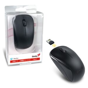 Genius Wireless Mouse, 2.4 GHz with USB Pico Receiver, Adjustable DPI levels up to 1200 DPI, 3 Button with Scroll Wheel, Ambidextrous Design
