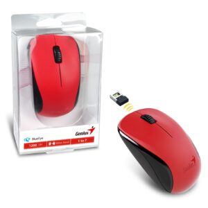 Genius Wireless Mouse, 2.4 GHz with USB Pico Receiver, Adjustable DPI levels up to 1200 DPI, 3 Button with Scroll Wheel, Ambidextrous Design