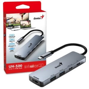 Genius USB Type-C 5-In-1 Hub Docking Station with USB-C 100W Power Delivery, 4K, USB-C