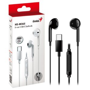 Genius USB-C In-Ear Wired Earbuds with In-Line Microphone and Volume Controls Black, USB-C
