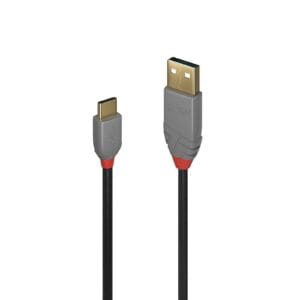 Lindy 36887 2m USB-A (M) 2.0 To USB-C (M) 2.0 Anthra Line 480Mbps Cable - Black, USB-C
