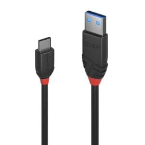 Lindy 36915 0.5m USB-A (M) 3.2 To USB-C (M) 3.2 Black Line 10Gbps Cable - Black, USB-C