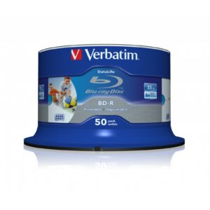 Verbatim BD-R SL Datalife 25GB 6X 50 Pack Spindle Wide Printable No ID