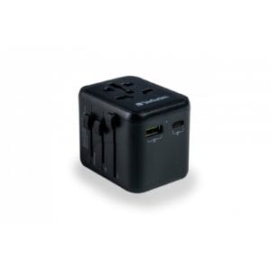 Verbatim UTA-02 Universal Travel Adapter with 1 x USB-C PD 20W / 1 x USB-A QC 3.0, USB-C