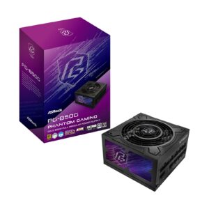 ASRock Phantom Gaming 850W ATX Power Supply Unit, 80 Plus Gold Certified, 135mm Fluid Dynamic Bearing Fan, High Efficiency PSU