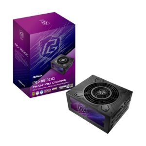 ASRock Phantom Gaming 1000W ATX Power Supply Unit, 80 Plus Gold Certified, 120mm Silent Cooling Fan, High Efficiency PSU