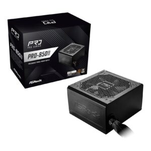 ASRock 850W ATX Power Supply Unit, 80 Plus Bronze Certified, 120mm Silent Cooling Fan, High Efficiency PSU