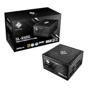 ASRock Steel Legend 650W ATX Power Supply Unit (90-UXS065-GFGAAA), 80 Plus Gold Certified, 120mm Silent Cooling Fan, High Efficiency PSU