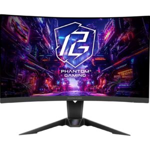 ASRock Phantom Gaming 27 Inch QHD (2560 x 1440) Curved (1500R) VA Gaming Monitor, 27in, QHD
