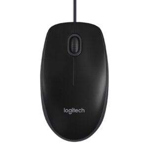 Logitech B100 Wired USB Mouse, 3-Buttons, 1000dpi and Optical Tracking, Ambidextrous Design for PC, Mac and Laptop