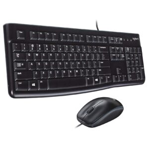 Logitech MK120 Wired Keyboard and Mouse Combo for Windows, Optical Wired Mouse, Full-Size Keyboard, USB Plug-and-Play, Compatible with PC and Laptop