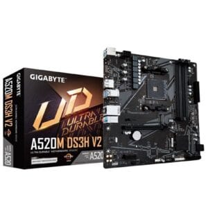 Gigabyte A520M DS3H V2 Ultra Durable AMD AM4 Socket Motherboard, Micro-ATX, 4x DDR4 Slots, 1x M.2 Socket, GbE LAN