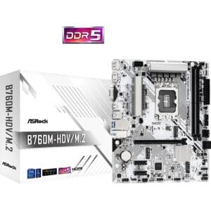 ASRock /M.2 Intel 1700 Socket Motherboard, Micro-ATX, 2x DDR5 Slots, 2x M.2 Sockets, 2.5GbE LAN