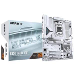 Gigabyte B850 EAGLE ICE AMD AM5 Socket Motherboard, ATX, 4x DDR5 Slots, 3x M.2 Sockets, Fitted I/O Shield