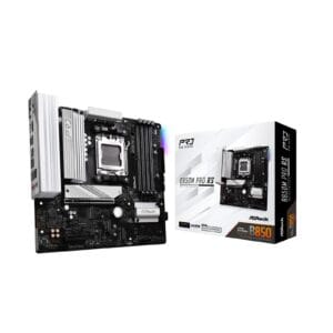 ASRock B850M Pro RS AMD AM5 Socket Motherboard, Micro-ATX, 4x DDR5 Slots, 3x M.2 Sockets, Fitted I/O Shield
