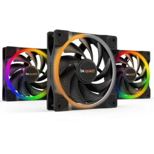 be quiet! Light Wings PWM High Speed Addressable RGB Fan Pack (BL077), 120mm, 2500RPM, 4-Pin PWM Fan & 3-Pin ARGB Connectors, Black Frame