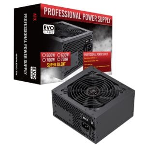 EVO LABS 600W PSU (BR600-12BL), 120mm Black Silent Fan with Improved Ventilation, Non Modular, High-Efficiency, PFC Certified