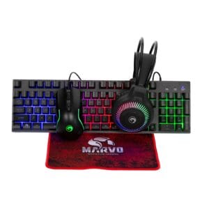 Marvo Scorpion CM416 Loot 40 4 in 1 RGB Gaming UK Layout Keyboard (CM416-UK), Mouse, Headset and Mat Bundle (Black)