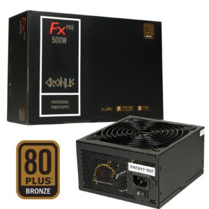 CRONUS 500ATV FX PRO 500W PSU, 140mm Silent Cooling Fan, 80 PLUS Bronze, Non Modular, Flat Black Cables