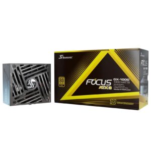 Seasonic FOCUS GX V4 1000W 80 PLUS Gold ATX 3.1 Modular PSU with 135mm FDB Fan, OptiSink & 10 Year Warranty, Black