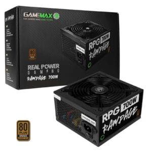 GAMEMAX RPG Rampage 700W PSU (GMXRPG700), 140mm Ultra Silent Fan, 80 PLUS Bronze, Non Modular, Flat Black Cables