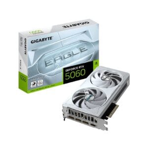 Gigabyte NVIDIA GeForce RTX 5060 EAGLE OC ICE 8GB GDDR7 Graphics Card, 3840 CUDA Cores, 2550 MHz Core Clock, Dual Fan, White