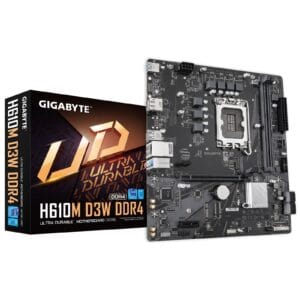 Gigabyte H610M D3W DDR4 Intel 1700 Socket Motherboard, Micro-ATX, 2x DDR4 Slots, 1x M.2 Socket, GbE LAN