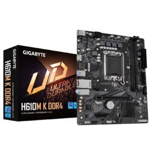 Gigabyte H610M K DDR4 Ultra Durable Intel 1700 Socket Motherboard, Micro-ATX, 2x DDR4 Slots, 1x M.2 Socket, GbE LAN