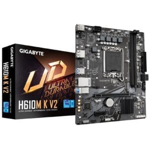 Gigabyte H610M K V2 DDR5 Anti-Sulfur Resistor Intel 1700 Socket Motherboard, Micro-ATX, 2x DDR5 Slots, 1x M.2 Socket, GbE LAN