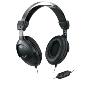 Genius Headset with Mic, 3.5mm Connection, Plug and Play with Adjustable Headbandand, In-line microphone and Volume Control, Black