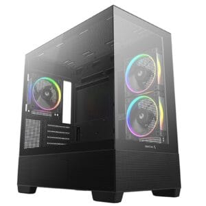 DeepCool CG380 3F Micro-ATX Gaming Case Black Panoramic Tempered Glass Side Panel, USB-C