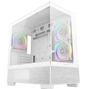 DeepCool CG380 3F Micro-ATX Gaming Case White Panoramic Tempered Glass Side Panel, USB-C