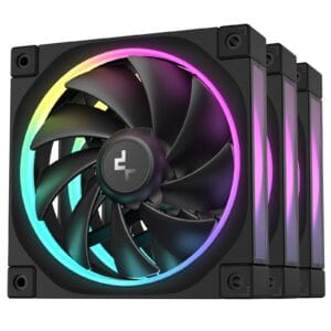 DeepCool FL12 120mm PWM 3 Pack Fan - High Performance (R-FL12-BKAPN3-G), Low Noise, Fluid Dynamic Bearing, 36 ARGB LEDs, 500-2150 RPM