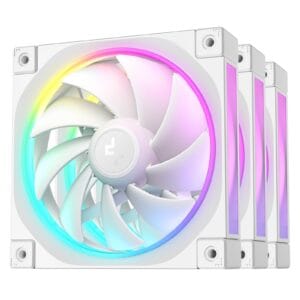 DeepCool FL12 120mm PWM 3 Pack White Fan - High Performance (R-FL12-WHAPN3-G), Low Noise, Fluid Dynamic Bearing, 36 ARGB LEDs, 500-2150 RPM
