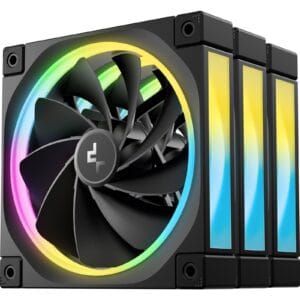 DeepCool FL12 120mm PWM 3 Pack Reverse Fan - High Performance (R-FL12R-BKAPN3-G), Low Noise, Fluid Dynamic Bearing, 36 ARGB LEDs, 500-2150 RPM