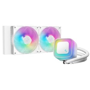 DeepCool LE240 V2 White 240mm Liquid CPU Cooler (R-LE240-WHAMMN-G-2), Dual 120mm ARGB Fans, Anti-Leak Tech, Quiet Pump, High Performance for Intel & AMD Sockets