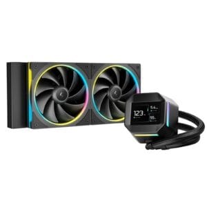 DeepCool LM240 Liquid CPU Cooler with 2.4" IPS Display (R-LM240-BKDMMC-1), 240mm AIO, Dual 120mm ARGB Fans, Anti-Leak Technology, PWM Pump