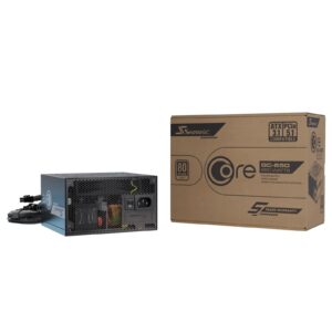 Seasonic CORE GC-650 650W 80 PLUS Gold ATX 3.1 Non-Modular PSU with 120mm HDB Fan, Braided Cables & 5 Year Warranty, Black