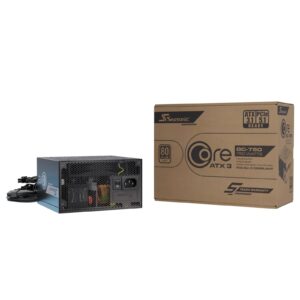 Seasonic CORE GC 750W 80 PLUS Gold ATX 3.1 Non-Modular PSU with 120mm Fan, Braided Cables & 5 Year Warranty, Black