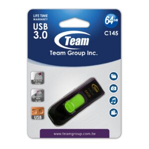 Team C145 64GB USB 3.0 Green USB Flash Drive, USB 3.0
