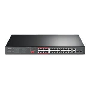TP-Link 24-Port Metal 10/100Mbps + 2-Port Gigabit Unmanaged PoE+ Switch (250W) (TL-SL1226P)