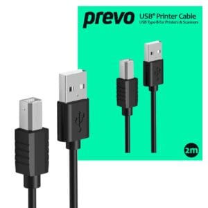 Prevo USB Printer Cable, USB 2.0 Type-A (M) to USB 2.0 Type-B (M), 2m, Black, 480Mbps Transmission Rate