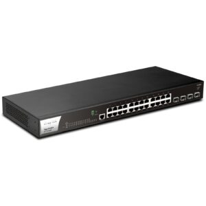 DrayTek VigorSwitch G2282x 24 Port Non-POE Fully Managed Layer 2+ Switch with 4x 10GbE SFP Ports, 24-Port, POE