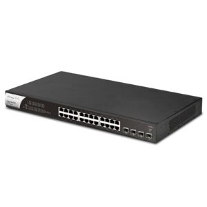 DrayTek VigorSwitch P1281x 24 Port Gigabit POE Smart Managed Switch with 4x 10GbE SFP Ports, 24-Port, Gigabit, POE
