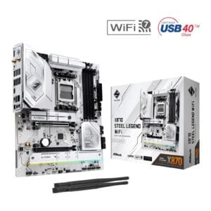 ASRock X870 STEEL LEGEND WIFI AMD AM5 Socket Motherboard, Wi‑Fi 7