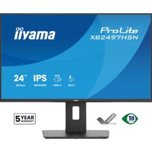 iiyama 24" IPS LCD USB-C Dock Display with 65W Charging, FHD, USB-C