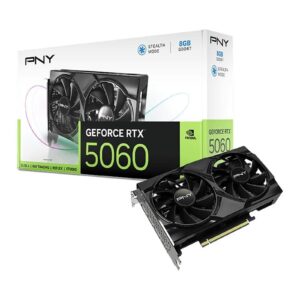 PNY NVIDIA GeForce RTX 5060 OC 8GB GDDR7 Graphics Card (VCG50608DFXPB1-O), 3840 CUDA Cores, 2280 MHz Core Clock, Dual Fan, 3x DisplayPorts / 1x HDMI Port