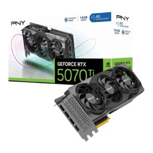 PNY NVIDIA GeForce RTX 5070 Ti OC 16GB (VCG5070T16TFXPB1-O), GDDR7 Graphics Card, 8960 CUDA Cores, 2295 MHz Core Clock, Triple Fan